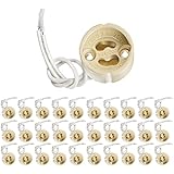 GU10 Support de Lampe, GU10 Douilles en Cr&eacute;ramique 12CM/120MM C&acirc;ble en Silicone de Qualit&eacute;, GU10 Connecteur Lampe Base, 30 Paquets