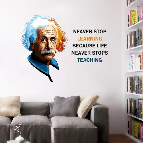 Image of Albert Einstein The True Quote Office - Inspirational - Motivational - Quotes - Wall Sticker for Kids Room, Living Room, School, Library (Size - 66CM X 78CM)
