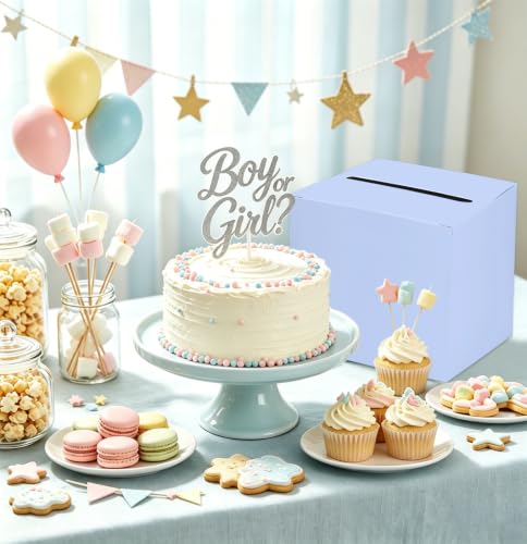 Image of SietDESEO Lavender Card Box for Graduation Large Gift Card Box Holder 9.8 inch x 9.8 inch Money Cards Box Diy Card Box for Wedding Reception Baby Shower Birthday Cards Box Holder