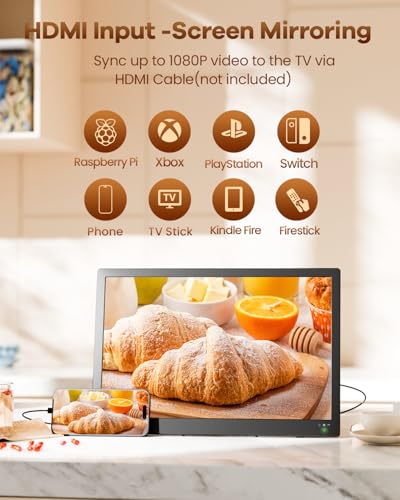 Image of NORTHING 17.2 inch Portable TV with Antenna, 7000mAH Built-in Powered TV with USB /HDMI /AV Input, 12V Small T V for Camping Kitchen Bedroom RV Patio Car Power Outage, Sleep Timer