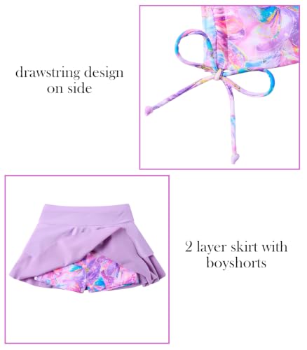 Image of Vogseek 3-12T Girls Swimsuit Long Sleeve Rashguard Bathing Suits Swim Set