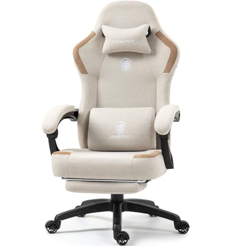 Dowinx Fabric Gaming Chair with Pocket Spring Cushion,Breathable Computer Chairs with Massage Lumbar...