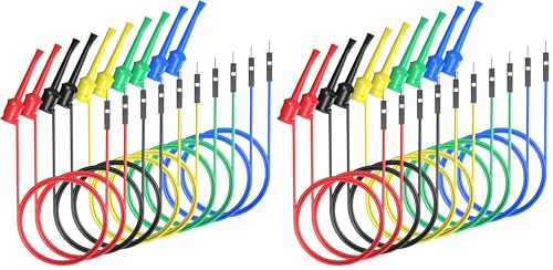 Image of Goupchn Test Hook Clips to Breadboard Male Jumper Wires Soft Flexible Silicone Test Leads for Electrical Testing (Pack of 2)