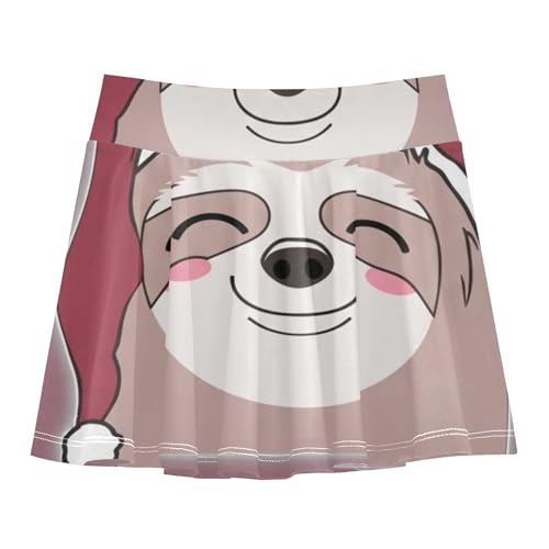 Joisal Cute Comfy Girls Skorts Athletic Shorts Tennis Skirts Toddler School Cute Sloth Christmas 4t
