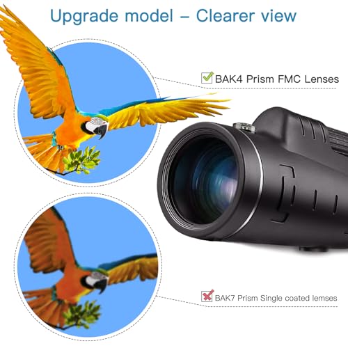 Mazuboho Monocular Telescope, 40X60 High Power Monocular - with Smartphone Holder & Tripod, Waterproof Monocular with Durable and Clear BAK4 Prism Dual Focus for Bird Watching, Camping, Hiking