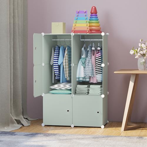 Image of Mevigo Plastic Wardrobe for Kids & Baby | 6-Door Cupboard for Clothes | Almirah for Kids Clothes | Collapsible Baby Wardrobe | Cupboard Storage Rack for Toys Books | Bedroom-Green