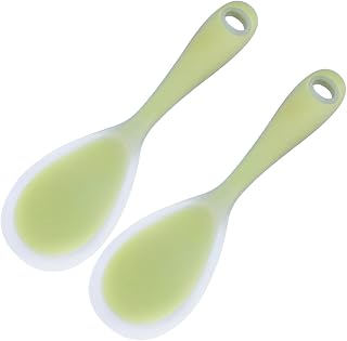 FUNOMOCYA Cuchara Para Arroz Con Mango Ergonómico Y Antiadherente De Silicona Para Cocinar Vajilla 2 Piezas Color Verde