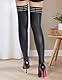 comeondear Overknee Strümpfe PU Leder XS-5XL Sexy Stockings Halterlose Kniestrümpfe in Wetlook Optik Große Größen Lederstrümpfe Oberschenkel Hohe Lange Socken Fetisch Dessous Schwarz,3XL-5XL