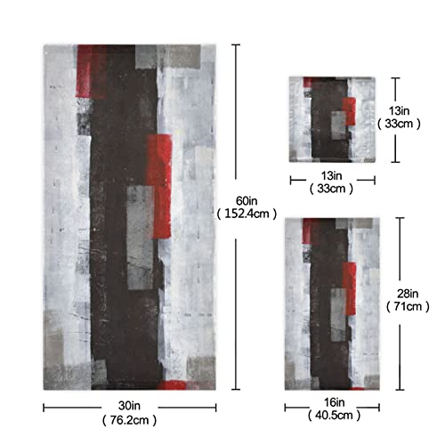 Hatesah Bath Towels Set Black And White Grey Red Abstract Art Oil Painting Super Soft Absorbent 3 Piece Bathroom Towels,1 Bath Towel,1 Hand Towel,1 Washcloth,Decorative Shower Towels For Spa,Gym #TOP2