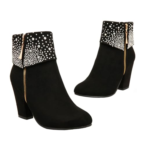 Bottines élégantes à talon épais femme mariage semelle renforcée confortables