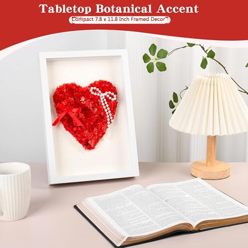 Decoración en marco con flores secas corazón rojo miniatura 3