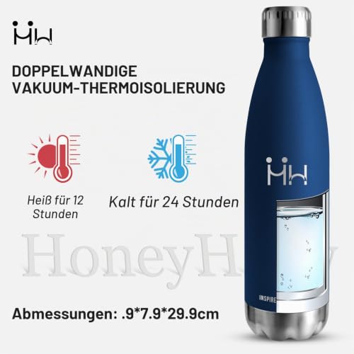 HoneyHolly Trinkflasche Edelstahl - 750ml - Thermosflasche, BPA-Frei, Trinkflasche Sport - Auslaufsicher Wasserflasche… – Ansicht 3