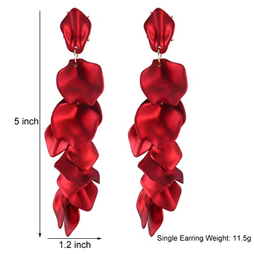 Image of Acrylic Rose Petal Drop Dangle Earrings Bohemian Resin Square /Oval /Hoop /Flower /Heart Statement Earrings for Women Gifts