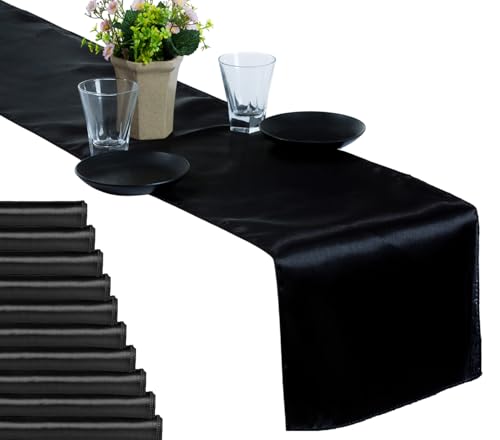 Pack of 25 Satin Table Runners 12 x 108 Inch for Wedding – Black