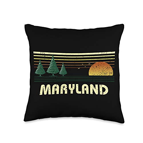 Md Woodland Camper Vintage Rainforest Evergreen Sunset Maryland Souvenir Forest Camping Throw Pillow 16x16 Multicolor From Amazon Accuweather Shop
