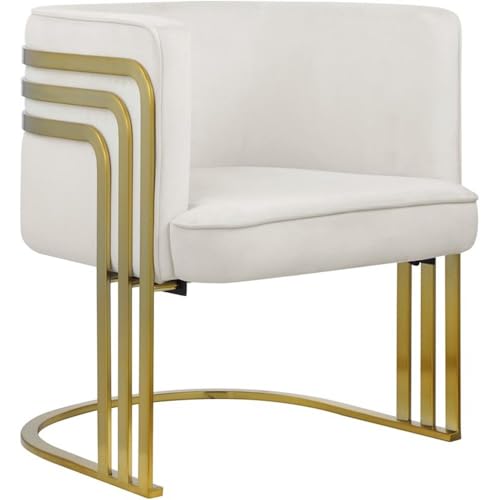 Sillón velvet crema con estructura de hierro miniatura 1
