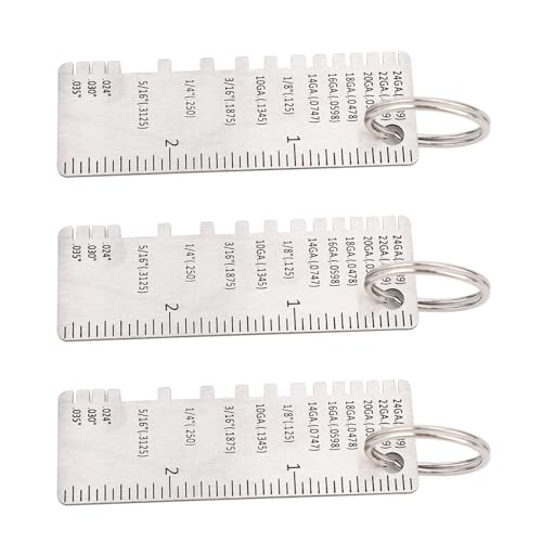 WALFRONT 3 piezas de calibradores de espesor de lámina metálica, herramienta de inspección para soldadura en acero inoxidable miniatura 7