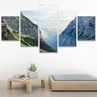 SIGNWIN 5 Panel Canvas Wall Art Mountainscape for Home Decorations Ready to Hang - 60