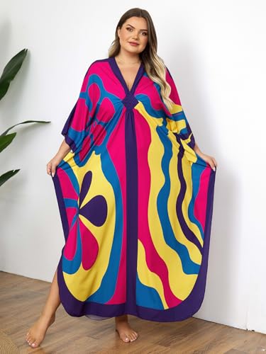 Image of Kaftan Dress for Women - Plus Size Caftan Maxi Beach Dress Moo Moos Loungewear, Swimsuit Cover Up for Beach, Pool or Vacation