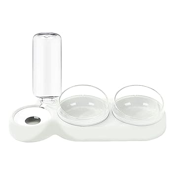 Ali Shipping Triple Dog Cat Bowls Automatic No-Spill Pets Feeder Food Dispenser White