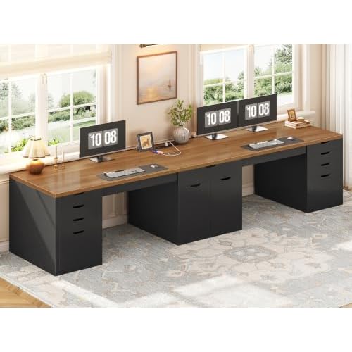 SEDETA 110.2" Long 2 Person Desk with 9 Drawers for Home Office Gaming