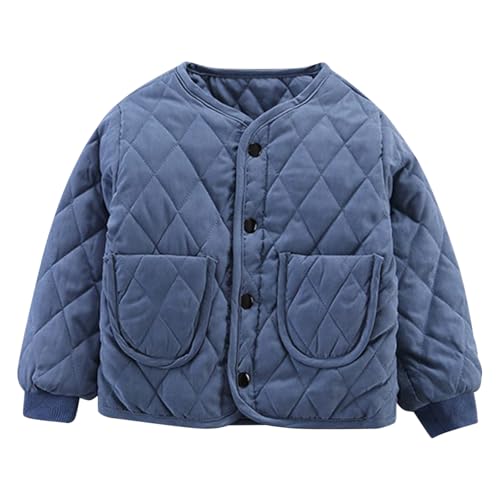 Unisex Boys Girls Quilted Jacket Button Down Warm Lightweight Coat Fall Winter Outwear Thin Casual Clothing 2-8 Year
