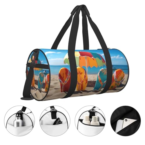 Travel Duffle Bag Lightweight Small Gym Bag Foldable Weekender Overnight Bags with Adjustable Shoulder Strap Carry On Tote Bags Colorful Flip Flops Beach Ball Hospital Bag for Women Men3