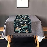 Table Runner 70 Inches Long,Mermaid Green Table Runners Dresser Scarves Non Slip Washable Kitchen Dining Tablerunner for Holiday Party Wedding Decor