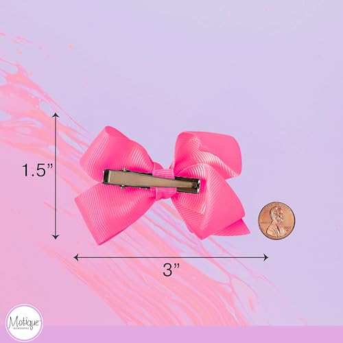 Image of Small Solid Bow for Girls - Set of 12 (Pink)