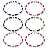 Kigeli 6 Pcs Baseball Beaded Necklace for Men Women 18 in Glitter Rhinestone Clay Beaded Necklace Bling Collection Gifts for Baseball Team Lovers