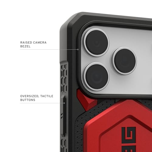 Image of Urban Armor Gear UAG Monarch Pro Magnetic Compatible, Rugged Heavy Duty Shockproof Anti-Slip Military Grade Protective Case /Cover Designed for iPhone 17 Pro (2025) - Crimson
