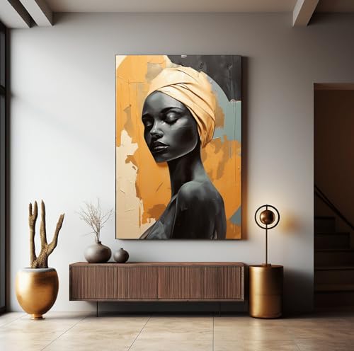 Tableau africain abstrait moderne : décoration murale toile salon - 3