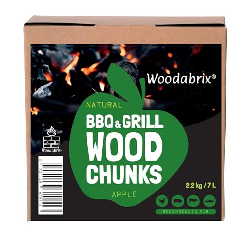 Woodabrix Wood Chunks for BBQ 2.2Kg/7L Chunks for Smoking Food Apple