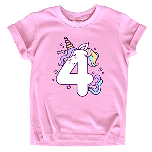Unicorn 4th Birthday Shirts for Toddler Girls Outfit 4 Year Old Fourth Four Shirt
