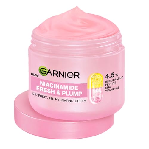 Image of Garnier Fresh & Plump Niacinamide Sorbet Gel Face Moisturizer Cream, 45g | 4.5% Niacinamide + Peptide + BHA + Vitamin C, For Hydrated and Plump Skin, Suitable for Oily to Normal & Combination Skin