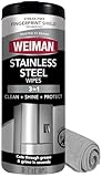 Weiman Stainless Steel Cleaning Wipes (Large Microfiber Cloth) Non-Toxic Removes Fingerprints Residue Water Marks and Grease from Appliances - Works Great on Refrigerators Dishwashers Ovens Grills
