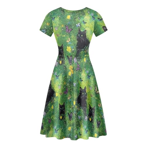 Image of AFPANQZ Womens Casual Summer Lightweight Vintage Dress Short Sleeve Midi Dress Knee-Long Luxury Formal Dress