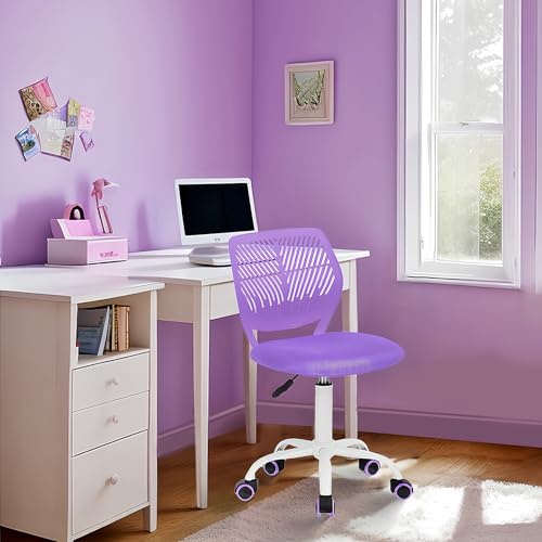 FurnitureR Chaise de Bureau pivotante à Hauteur réglable avec Petit Trou pour Chambre d'enfant ou Salle d'étude, Violet