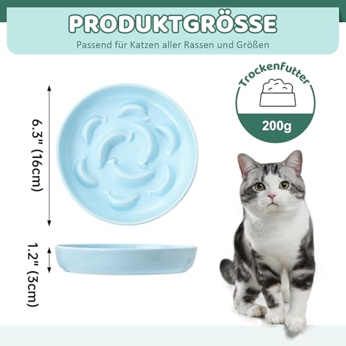 image for PTOBER Ceramic Cat Slow Feeder Bowl - Pastel Series Slow Feeding Cat B