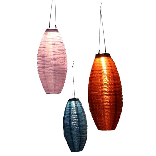 NOMA Long Oval Solar Mandarin Lantern, 20 cm, Colour May Vary (Pack of 1)