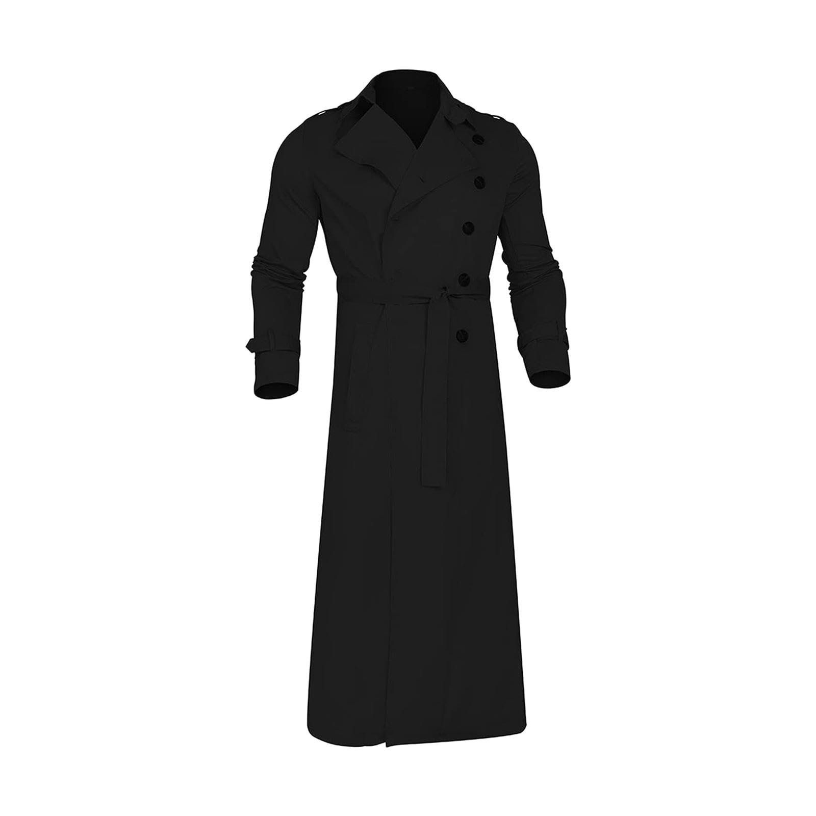 Windproof Men'trench Coat Warm Peacoat Soft for Vacation Black XL | Coats and Jackets