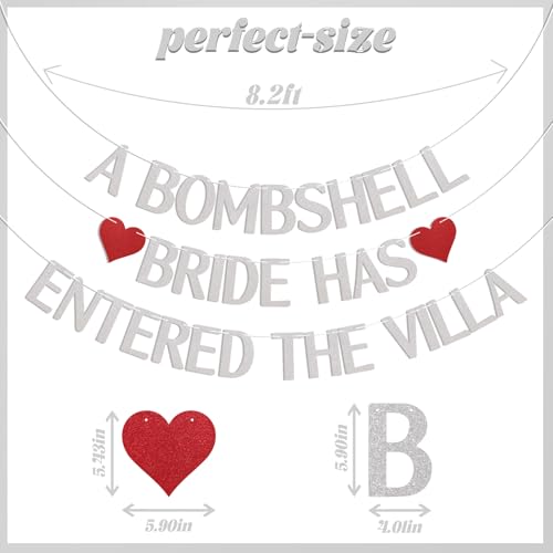 Image of A Bombshell Bride Has Entered The Villa Banner, Bombshell Villa Bridesmaid Party Decor, Island Beach Bachelorette Party Decorations Silver