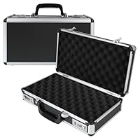 HMF 14403-02 Alu Waffenkoffer für Pistolen mit Zahlenschloss | 42 x 26 x 12 cm | Schwarz