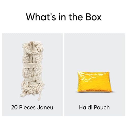 Image of Janeu Yagyopavit Dhaga for Brahmin | 20 Pieces Janau with Haldi Pouch | Pure Sacred Thread for Rituals, Worship, and Spiritual Blessings | Pack of 1 (Yagyo Pavitam for Puja)