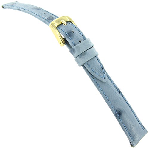 14mm Speidel Water Resistant Ostrich Grain Genuine Leather Blue Watch Band Regular