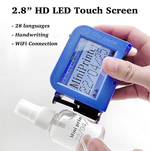 Image of Handheld Printer, Handheld Inkjet Printer, with 2.8in LED Touch Screen, Portable Mini Inkjet Coding Barcode Printer with Extra Cartridge for Logo Label Date Text Pattern, 28 Languages