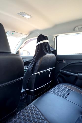 Image of MISHIKA Cotton Car Seat Towel Cover, Universal Fit, Beige, Soft Driving Comfort, 130x50 cm (1, Black, 30 x60)