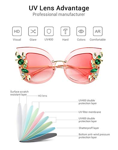 Slocyclub Jeweled Sunglasses, Funky Butterfly Shaped Sunglasses, Oversized Rhinestone Sunglasses For Women, Unique Sunglasses With Uv400 Protection, Colorful Fun Sunglasses #TOP3