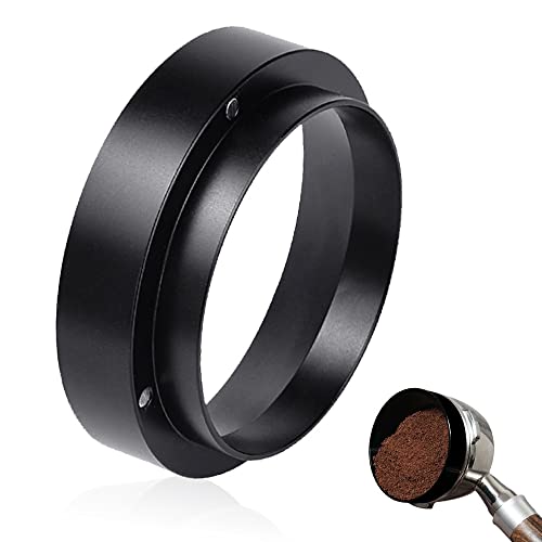 DIKEBAO Kaffee Dosierring 51mm Siebträger Trichter Espresso Dosiertrichter Aluminium Siebträger Zubehör Magnetisch Dosierring 51mm Espresso Fülltrichter Kaffeepulver für Kaffeemaschine+Bürste(Schwarz) Cover