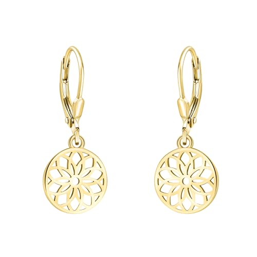SOFIA MILANI - Boucles d'Oreilles pour Femme en Argent 925 - Plaqué Or - Boucles d'Oreille Pendantes en Forme de Cercle et Fleur - E1860